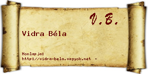 Vidra Béla névjegykártya